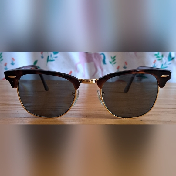 Ray-Ban Clubmaster 3106 Tortoise & Gold Preppy Sunnies Sunglass Glasses Frames - Picture 2 of 7